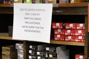 Signs Point Out Quantity Limits On Certain Types Of Ammunition After Dukes Sport Shop Reopened, Wednesday, March 25, 2020, In New Castle, Pa.