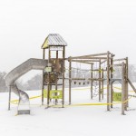 A Playground Covered In Snow Is Closed At Normafa During During The Coronavirus In Budapest
