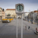 A View Of The Clock At An Almost Empty Main Square Because Of The Coronavirus Lockdown