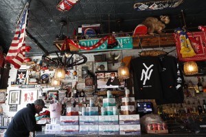 Fmn General Store Owner Paul Sierros, Left, Sits At The Bar At Forgtmenot
