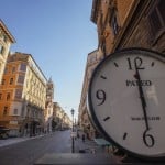Via Nazionale, Usually One Of The Busiest Roads Of Rome's Historical City Center Is Almost Empty At 1800 On Friday, April 24th