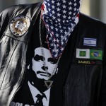 Supporter Of Brazil's President Jair Bolsonaro, Wearing A Bandana With A Stars And Stripes Motif, Attends A Protest Against The Former Justice Minister Sergio Moro And The Supreme Court