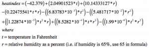 Heat Index Formula