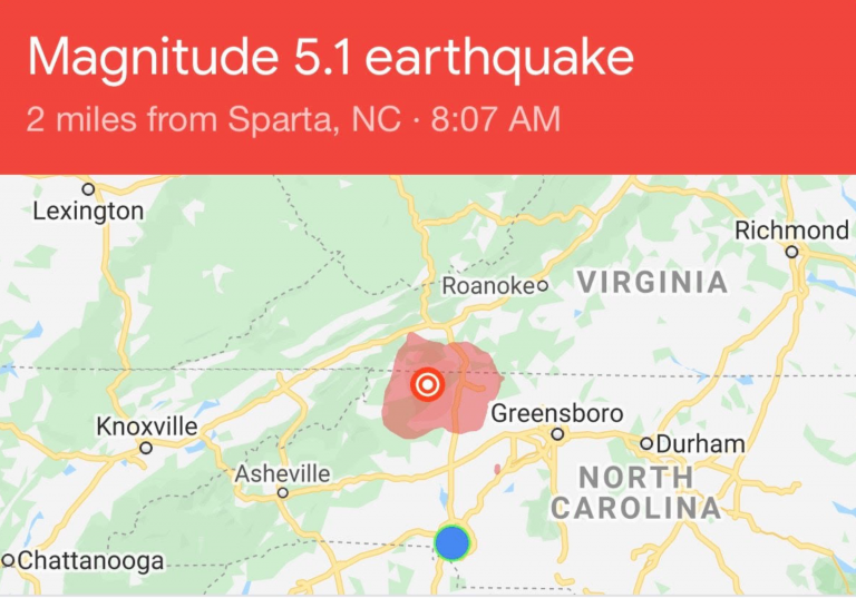 A Magnitude 5.1 Earthquake Shook Sparta, North Carolina Around 8AM ...