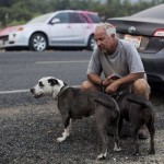 Tiger Wiggles, 57, With His Dogs Wait To Go Back Home During The Lake Hughes Fire In Angeles National Forest On Thursday, Aug. 13, 2020
