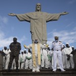 Catholic Priest Omar, Center, Leads A Prayer As Soldiers Pause From Disinfecting The Christ The Redeemer Area, Currently Closed During The New Coronavirus Pandemic In Rio De Janeiro, Brazil,