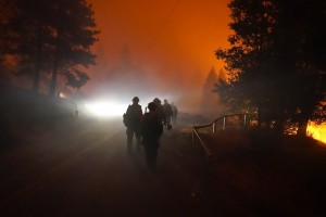 Members Of The Laguna Hotshots, Out Of The Cleveland National Forest, Walk On A Road While Fighting The Creek Fire, Sunday, Sept. 6,