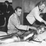 Sean Connery, Finds Himself In A Sticky Situation With Actress Shirley Eaton At Pinewood Studios, Near London