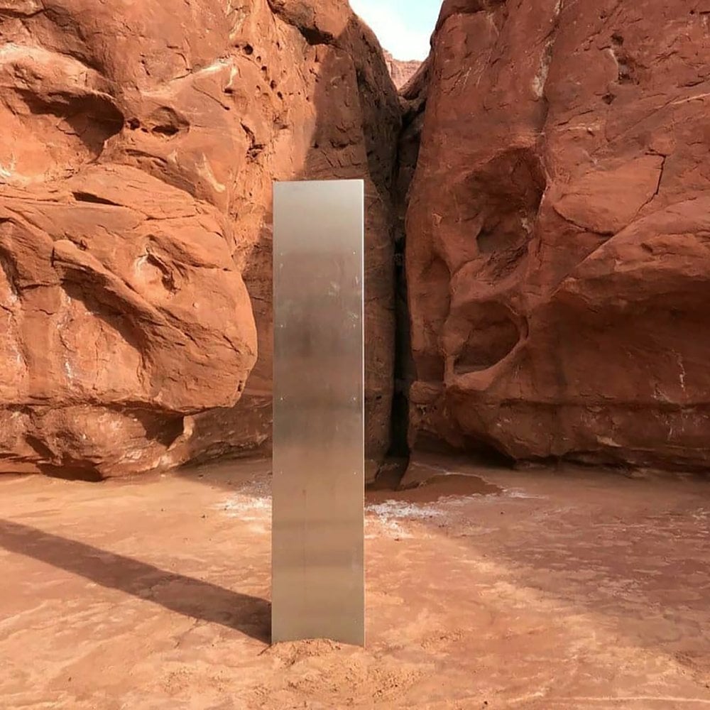 A Metal Monolith Installed In The Ground In A Remote Area Of Red Rock In Utah Ap 01