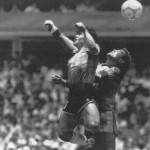 Argentina's Diego Maradona, Left, Beats England's Goalkeeper Peter Shilton To A High Ball And Scores His First Of Two Goals At The World Cup Quarterfinal Soccer Match In Mexico City