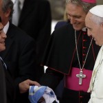Diego Armando Maradona, Left, Greets Pope Francis In The Paul Vi Hall At The Vatican, Ahead Of An Inter Religious Match For Peace