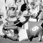 Diego Maradona Is Tackled By Italy's Claudio Gentile During A World Cup Second Round Match Between Italy And Argentina At Sarra Stadium In Barcelona, Spain