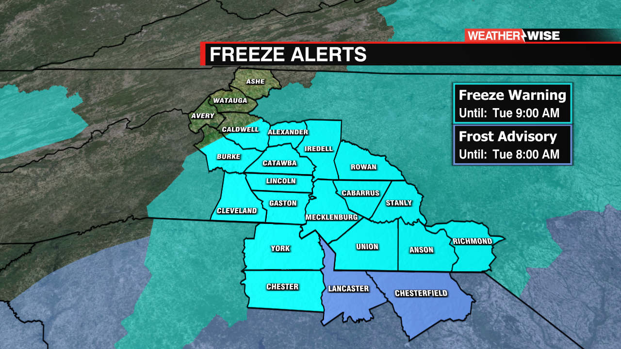 Frost Advisories And Freeze Warnings In Effect - WCCB Charlotte's CW