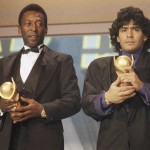 Pele And Maradona Hold Sports Oscar Trophies In Milan, Rome