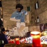 People Light Candles To Honor Diego Maradona, In Naples, Italy, Wednesday, Nov. 25, 2020