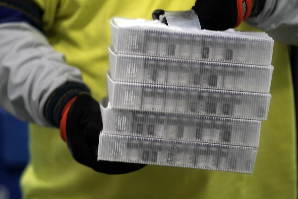 Boxes Containing The Pfizer Biontech Covid 19 Vaccine Are Prepared To Be Shipped At The Pfizer Global Supply Kalamazoo Manufacturing Plant In Portage, Mich