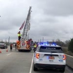 Charlotte Fire Department Flying Flag On Overpass For Concord Officer