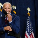 Democratic Presidential Candidate Former Vice President Joe Biden Smiles As He Puts On His Face Mask After Speaking To Media In Wilmington, Del., On Sept. 4, 2020.