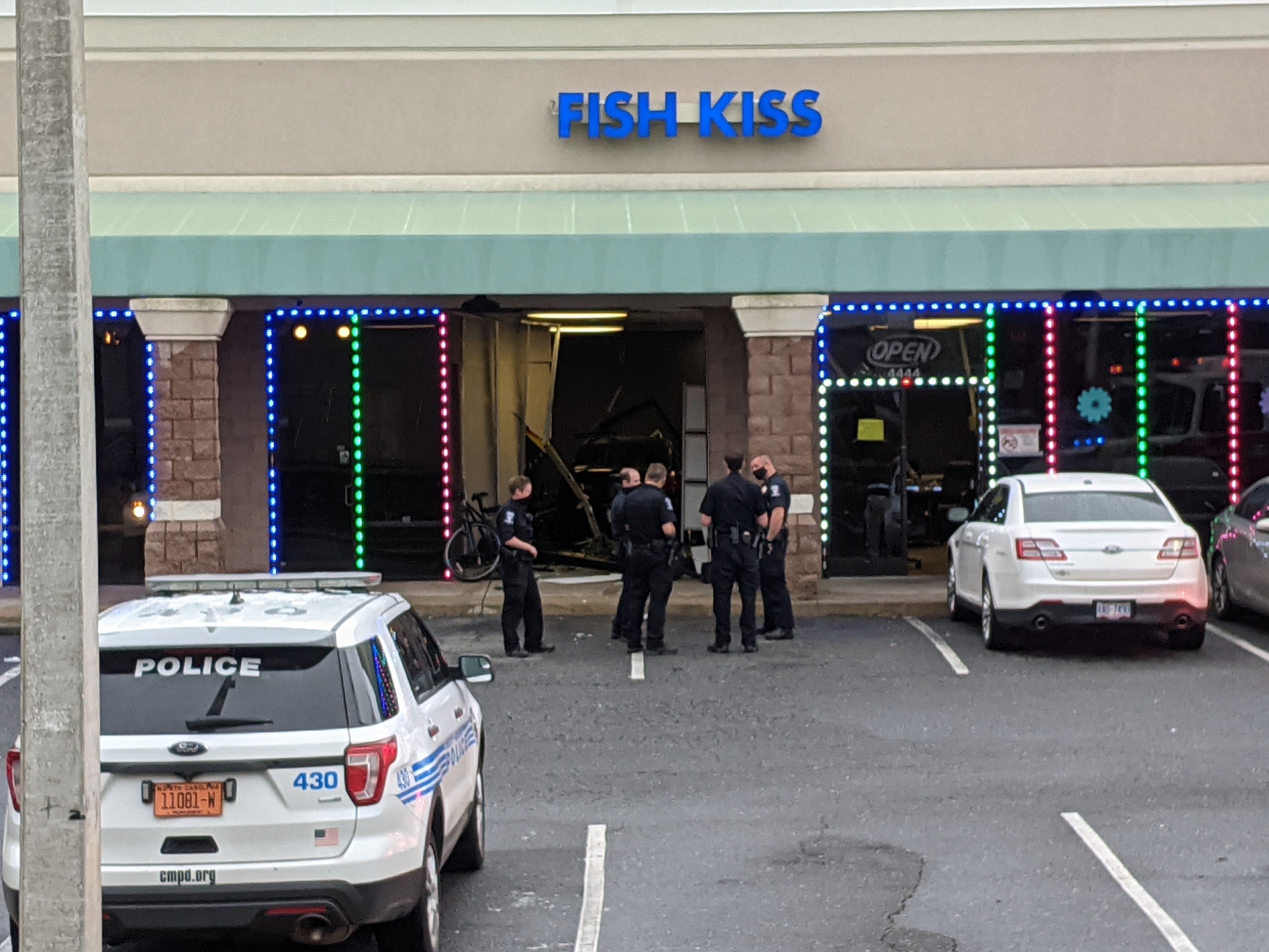 CMPD Car Crashes Into An Adult Arcade In East Charlotte