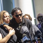 Andrew Brown Jrs Son Khalil Ferebee Speaks Outside The Pasquotank County Public Safety Building In Elizabeth City Nc On Monday April 26 2021