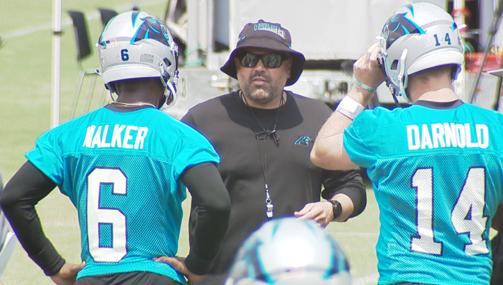 Panthers Head Coach Matt Rhule Chats With Quarterbacks