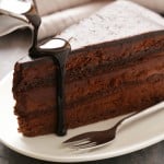 Dessert Super Chocolate Cake On A White Plate