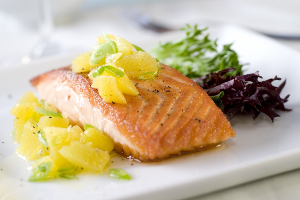 Fresh Salmon Fillet With A Juicy Orange Relish.