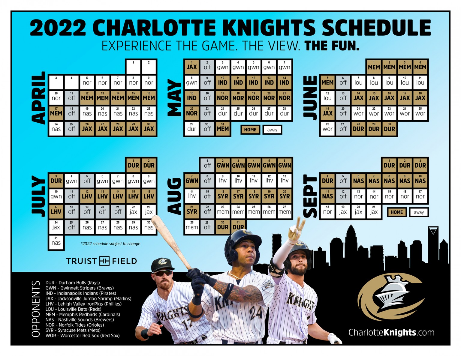 Charlotte Knights Unveil 2022 Schedule - WCCB Charlotte's CW