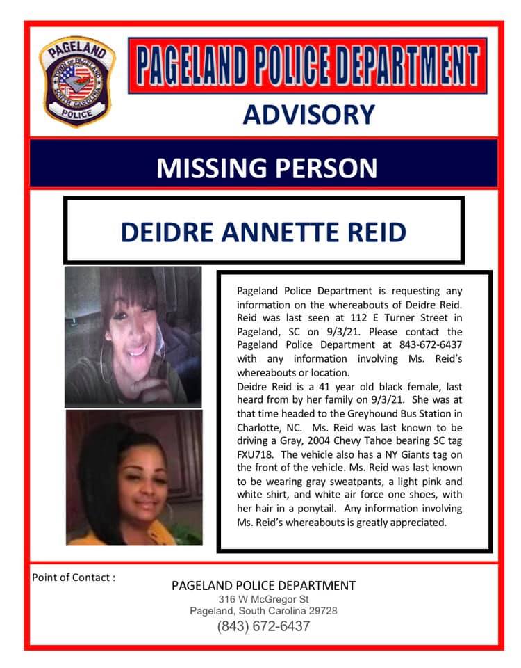 Pageland Missing Person Flyer