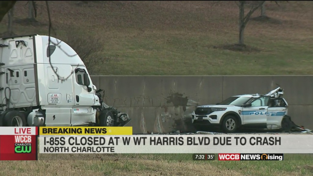 Tractor Trailer Hits Two Cmpd Cruisers