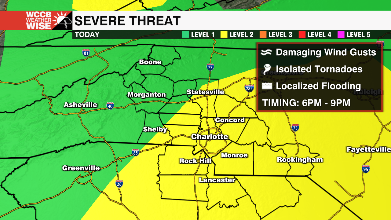 Timeline Of Wednesdays Severe Weather Threat Wccb Charlottes Cw