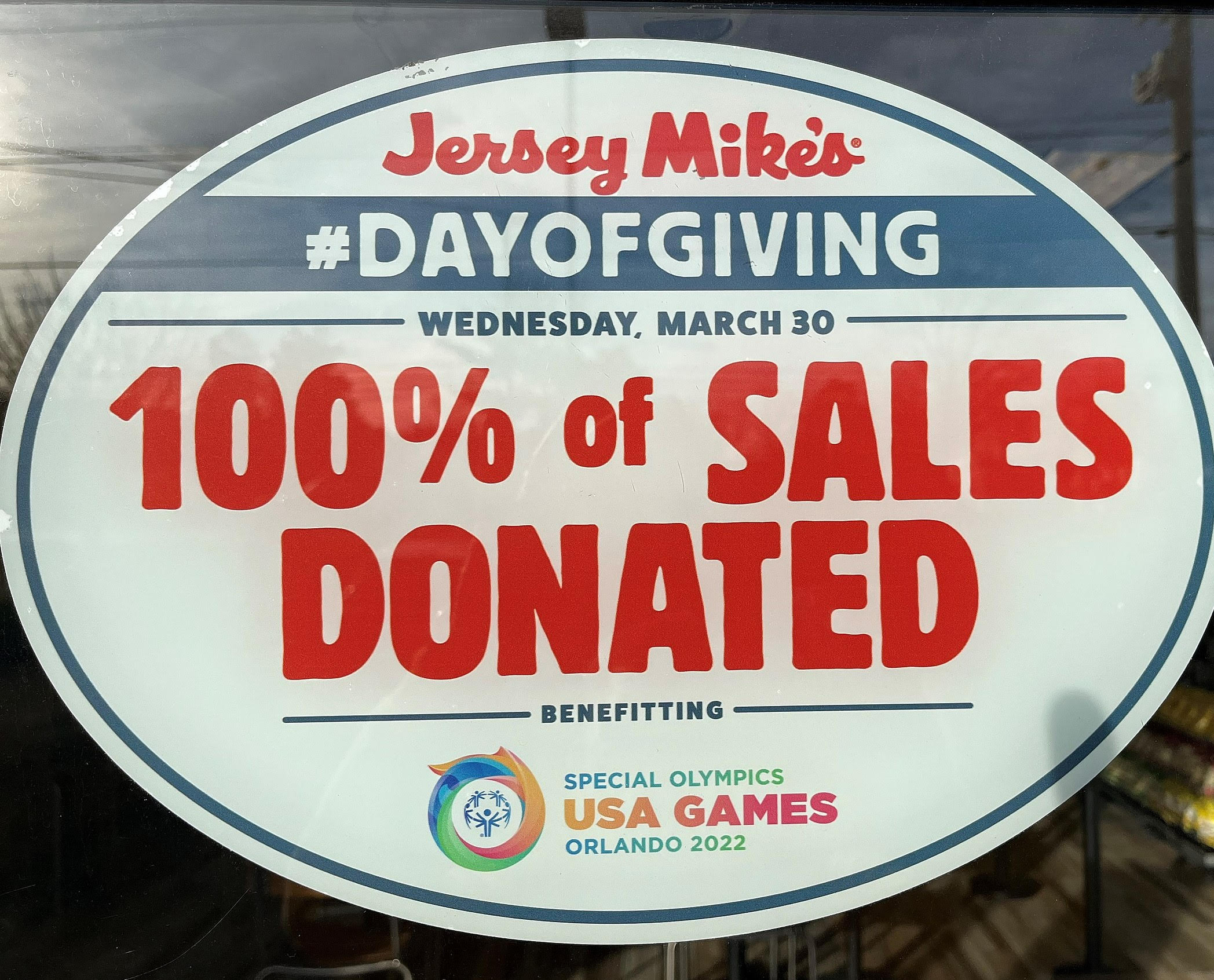 One Day Only: Jersey Mike's Subs Will Give Back 100% Of Its Sales To 2022  Special Olympics USA Games - WCCB Charlotte's CW