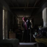 A Woman On Crutches Walks Inside A Basement Of A Hospital That Was Damaged In A Previous Attack Last Week As She Takes Shelter During A Russian Attack In Lyman Ukraine