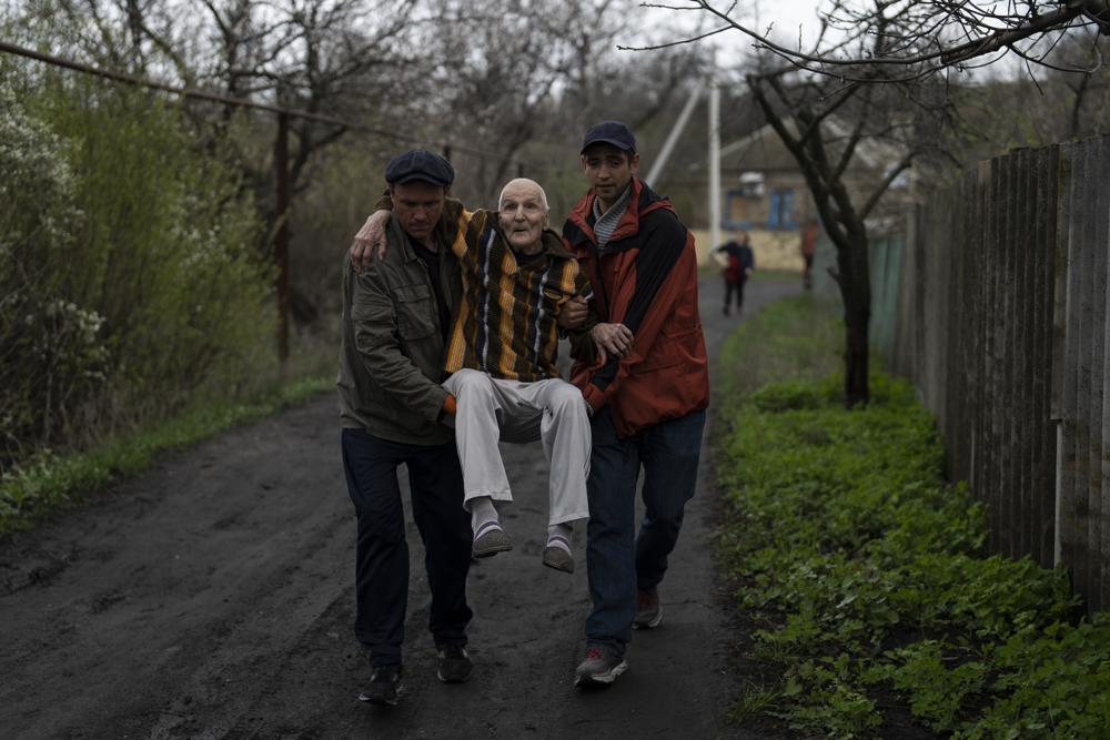 Elderly People Are Evacuated From A Hospice In Chasiv Yar City Donetsk District Ukraine Monday April 18 2022