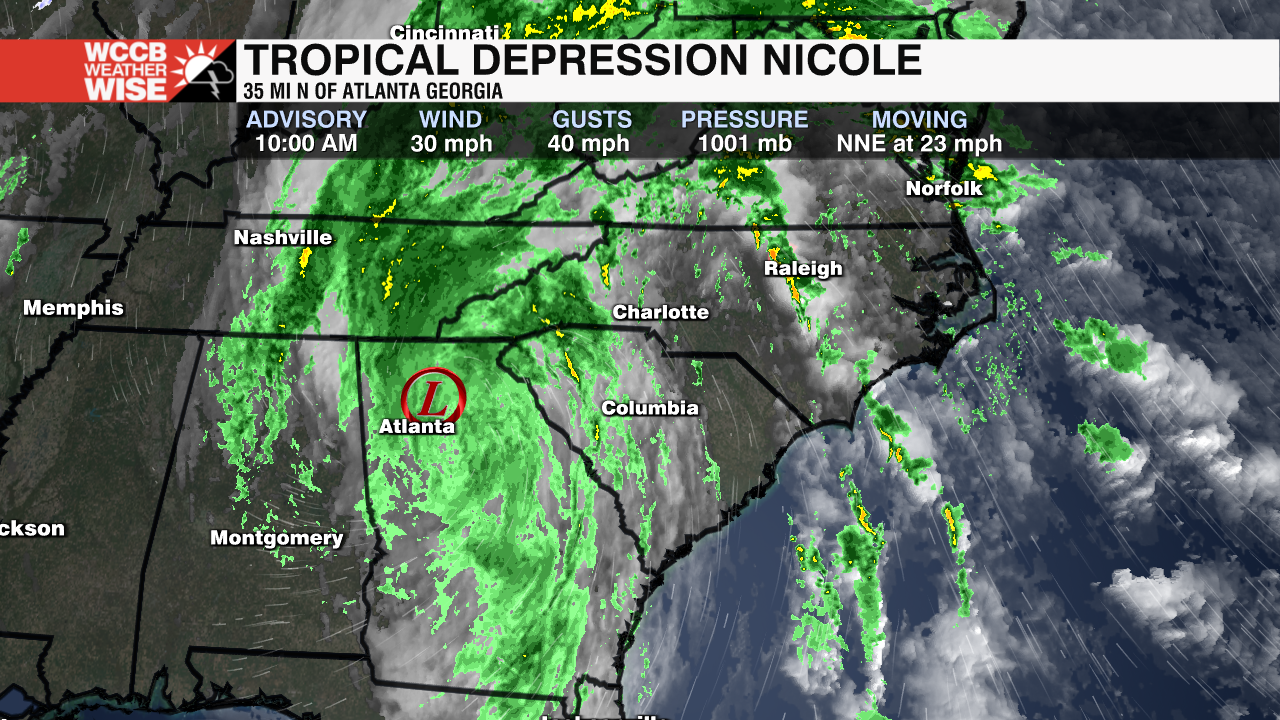 Nicole Downgraded To Tropical Depression: Tornado Watch For Part Of The ...