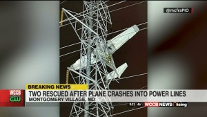 Plane Crashes Into Power Lines