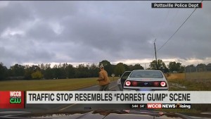 Traffic Stop Turns Into Scene From "forrest Gump"