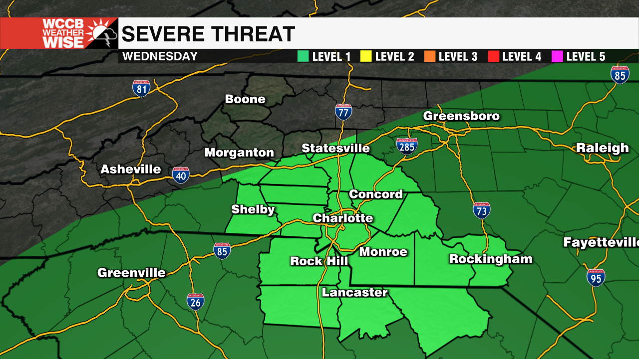 A Few Strong to Severe Storms Possible Wednesday - WCCB Charlotte