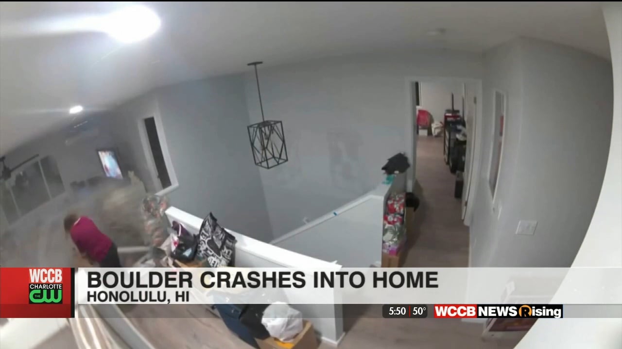 Close Call! Boulder Crashes Through Home Nearly Hitting A Woman WCCB