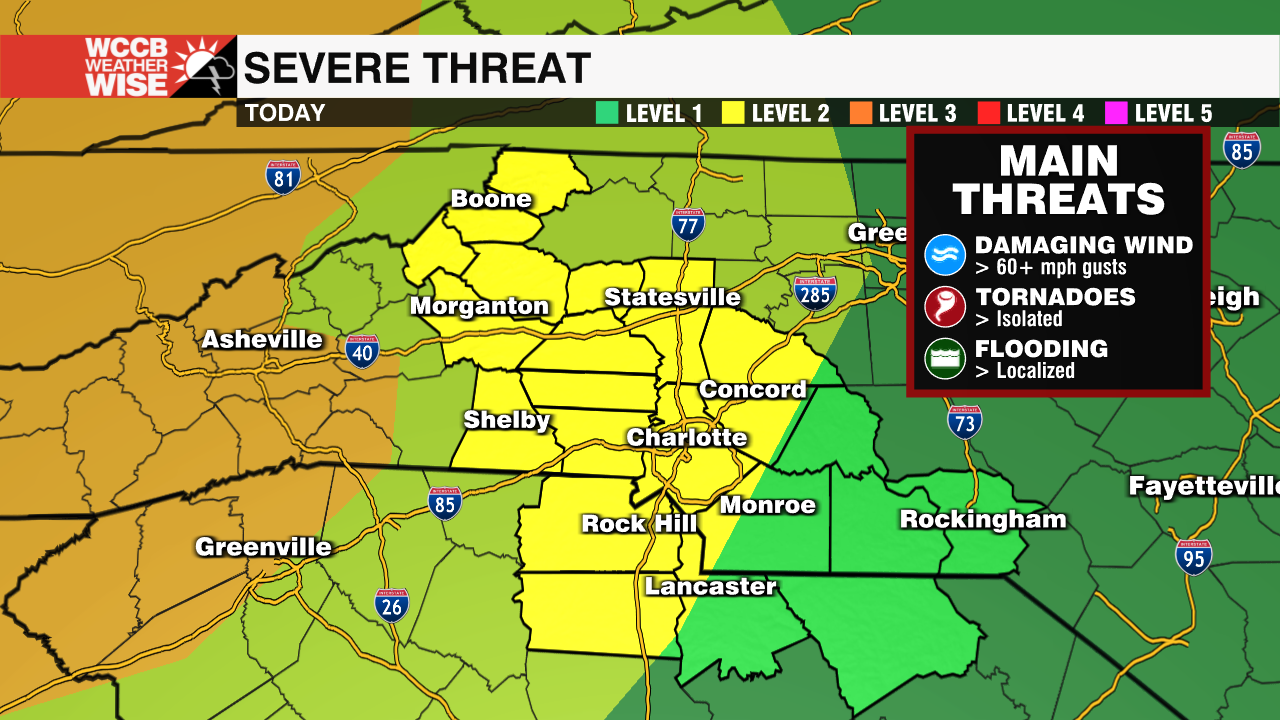 Track And Timeline Of Today's Severe Weather Threat - WCCB Charlotte's CW