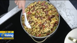 One Pot Cheesy Smoked Sausage Pasta Skillet