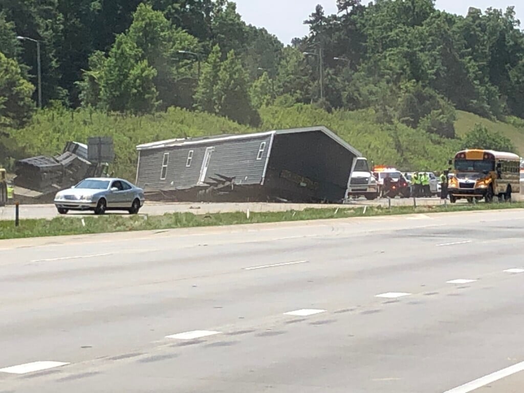 Tractor Tailer Carrying Mobile Home Crashes On I 485