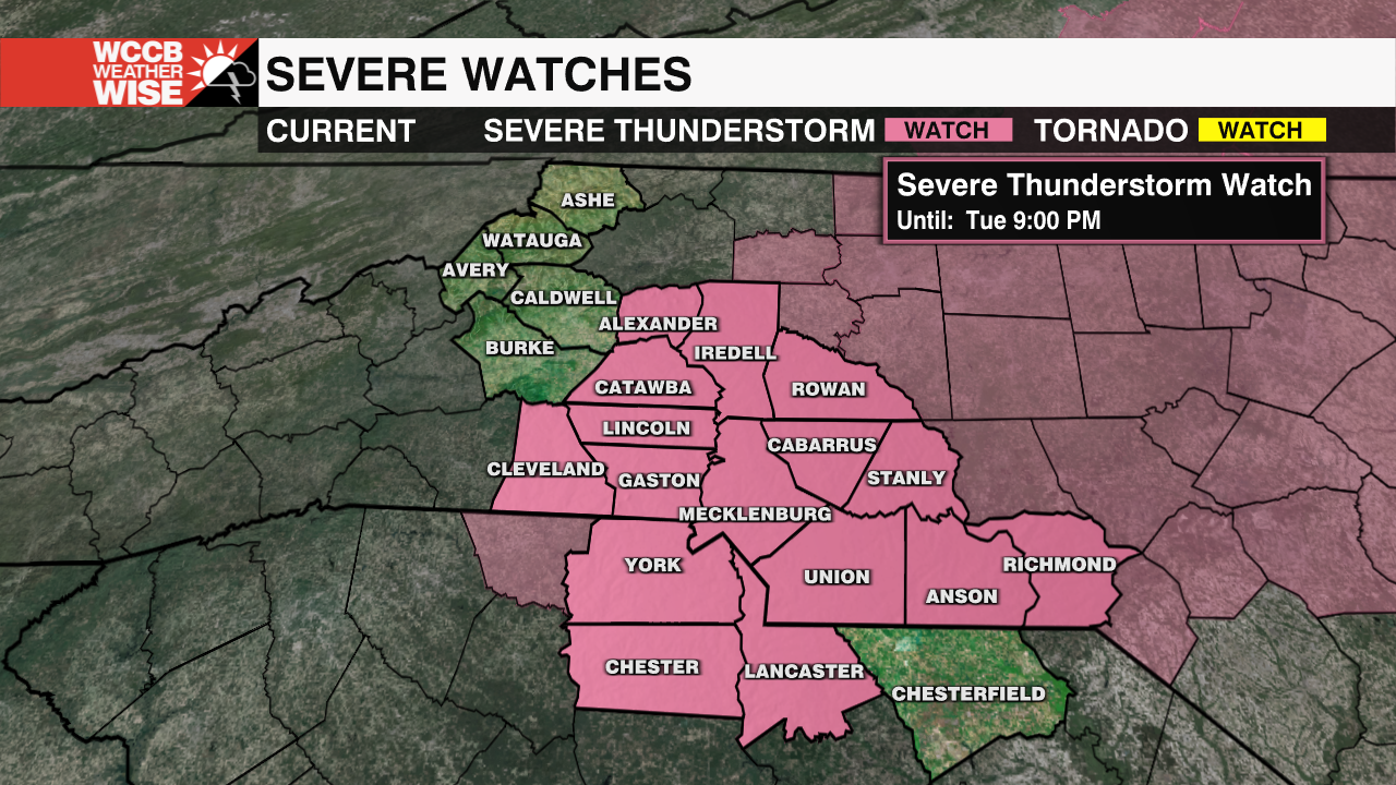 Severe Thunderstorm Watch Tuesday for Parts of the Region - WCCB Charlotte