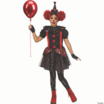 Girls Black Red Chrome Polyester Clown Costume