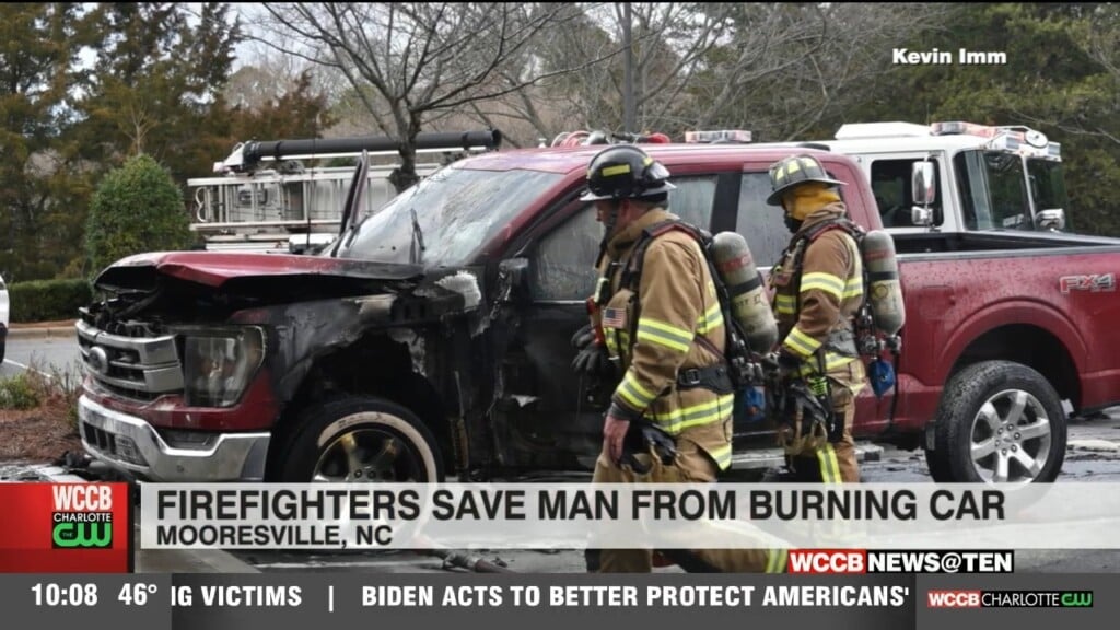 Mooresville Fire Fighters Save A Man From A Burning Car
