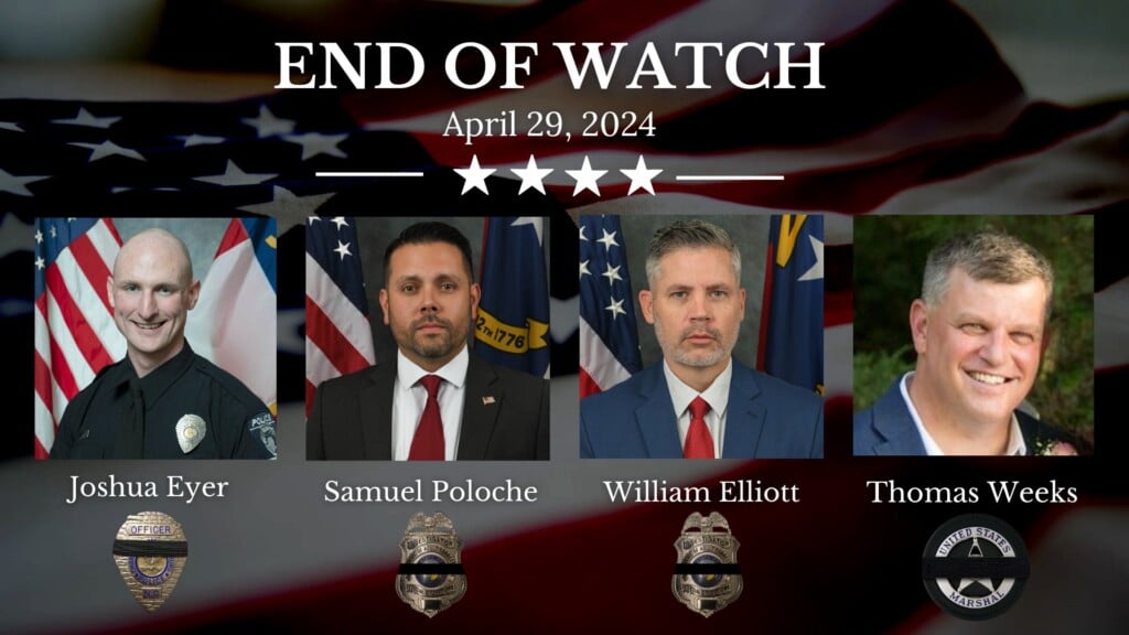 End Of Watch: Joshua Eyer, Samuel Poloche, William Elliot, Thomas Weeks - April 29 2024. Courtesy Of CMPD