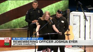 Cmpd Officer Joshua Eyer's Widow, Ashley, Speaks At Memorial Service