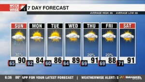 Few Storms Sunday