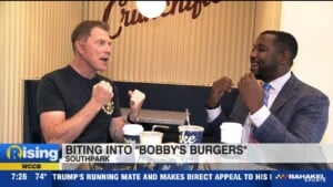 Rising's Chris Gilmore Sits Down With Celebrity Chef Bobby Flay Ahead Of His New, "bobby's Burgers" Restaurant Opening In South Park