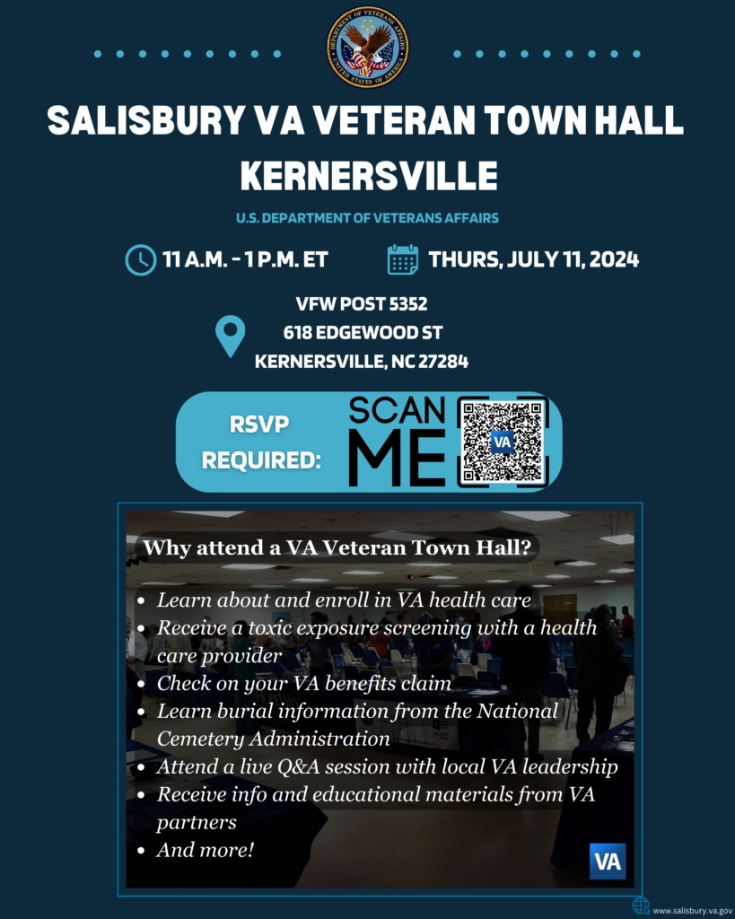 Salisbury VA Veteran Town Hall Kernersville Flyer July 2024 - WCCB ...